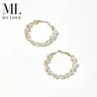 Large Earrings 2021 Luxury 14k Gold Filled Plated Large Statement Hoop Earrings Freshwater Baroque Pearl Huggie Earrings