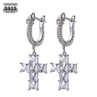 Hop Hoop Personalized Silver Hip Hop Cubic Zirconia Zircon 925 Sterling Silver Christmas Hoop Earrings