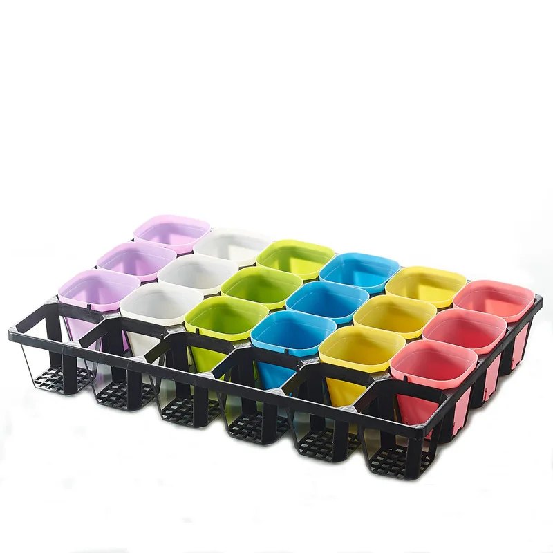 WXL286 24 Holes Nursery Pot Cactus Plant Pot Garden Plastic Black Succulents Planter Pots Seedling Tray