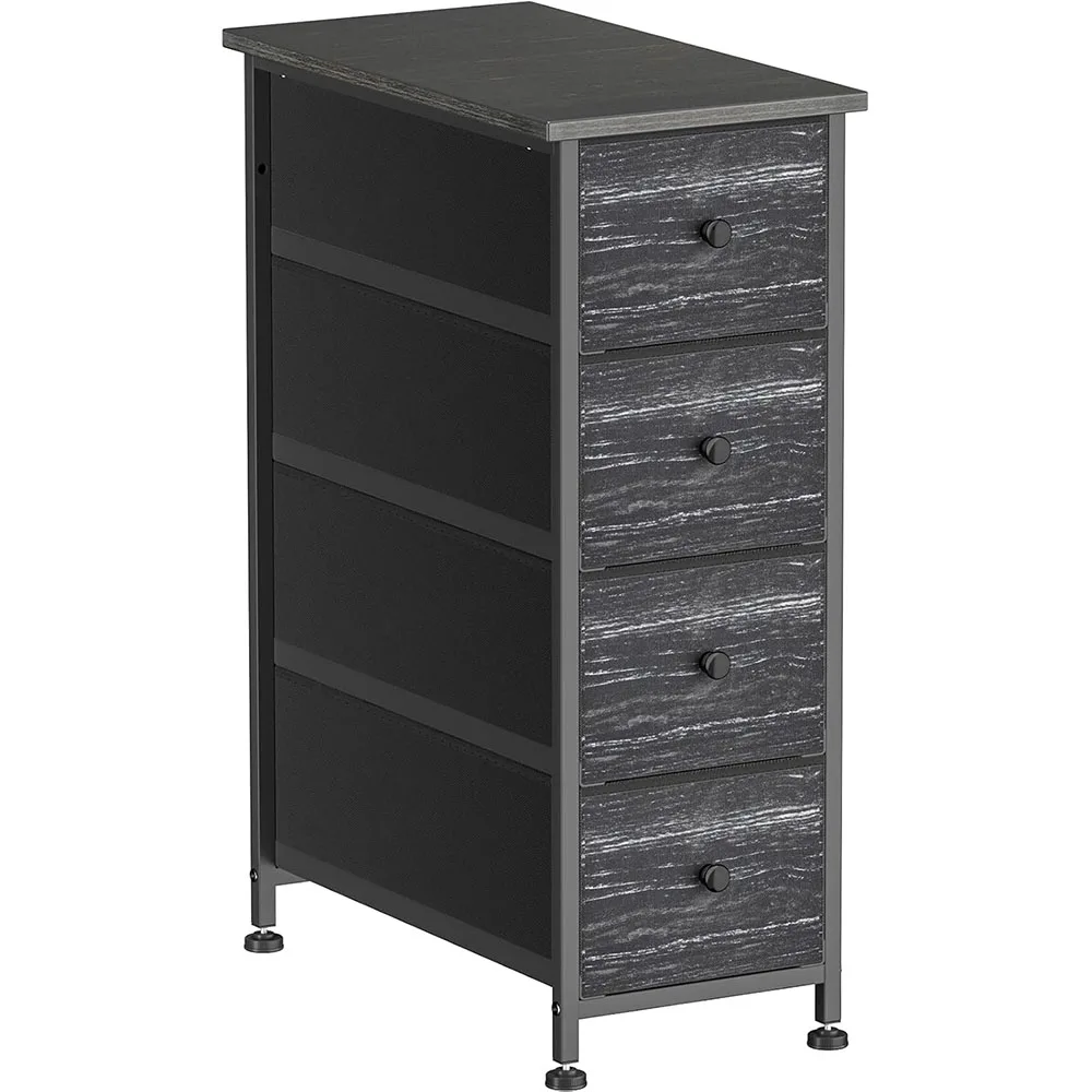 product modern 4 drawer dresser storage tower with steel frame and wood top slim narrow bedroom dresser with removable fabric drawers-1