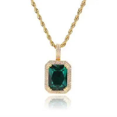 Cubic Zirconia Hiphop Gem Necklace Men 