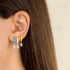 Silver Drop Earrings Earringssilver Hoop Drop Earring Gemnel New Arrivals 925 Silver Enamel Jewelry Hoop Pear Drop Earrings