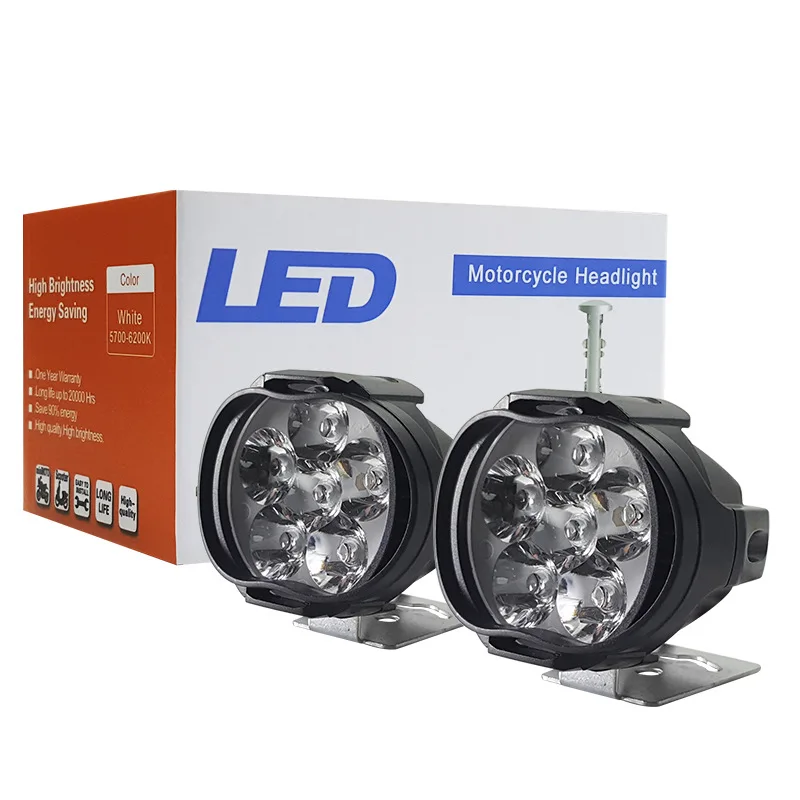 HITTIME 1Pcs Motorcycle Headlight Spotlight Universal LED Mirror Mount Fog DRL for Car Truck Bike 