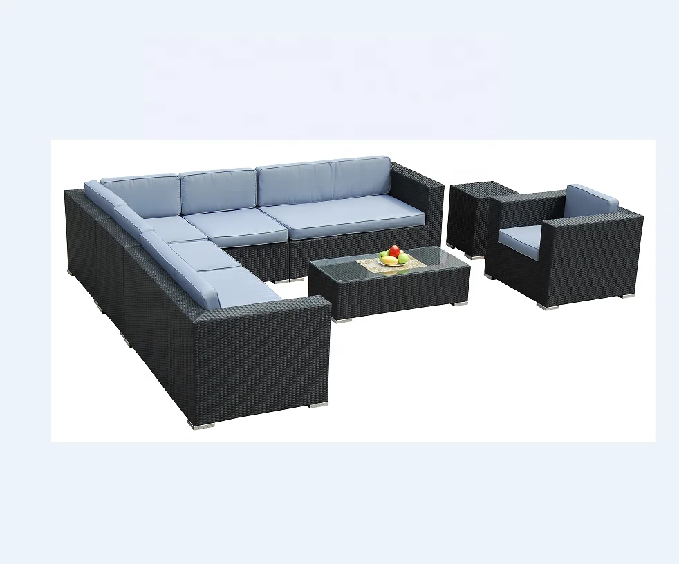 product outdoor pe rattan l shaped sofa set wicker weave patio furniture-2