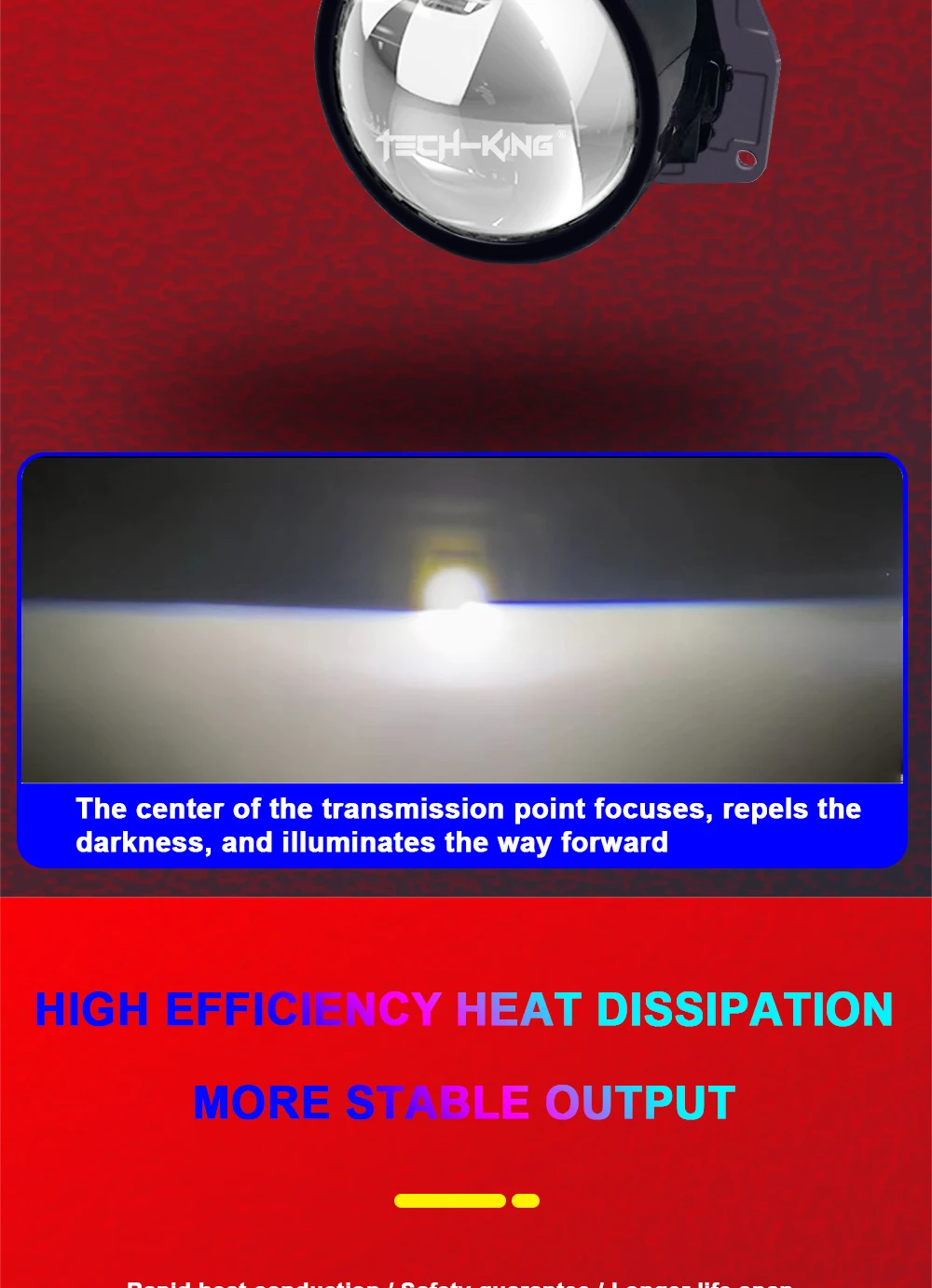 TECH-KING TIR bi-prism direct laser lens near and far light integrated 3-inch double lamp cup lens headlight projector headlamp