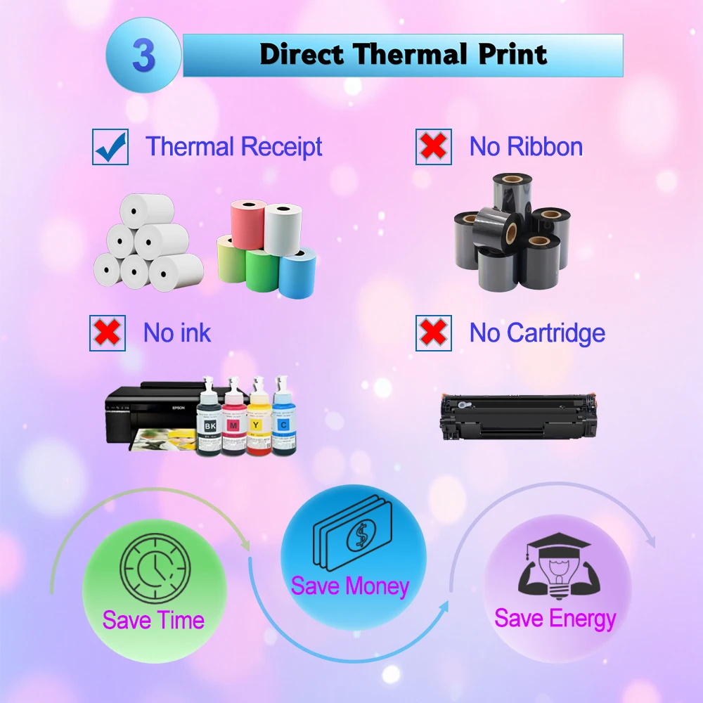 AIXW Android IOS 58mm Bluetooth Receipt Printer Connection with Battery 2 inch Mini Size Thermal Receipt Printer for Taxi Bill