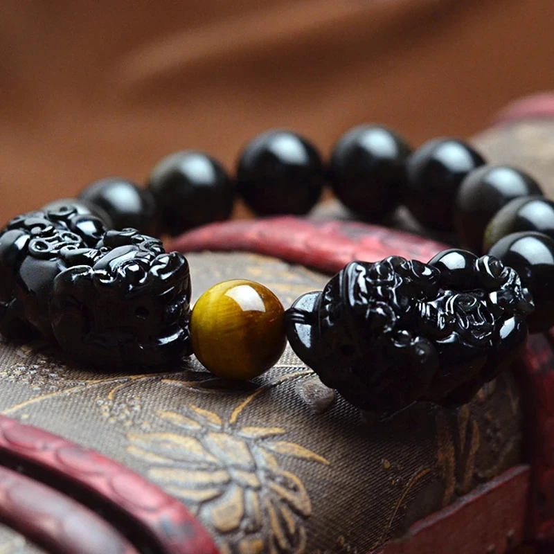 black and gold chinese bracelet