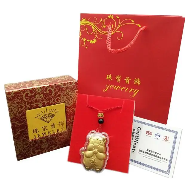 Golden Ox Year Pendant With Velvet Bags 