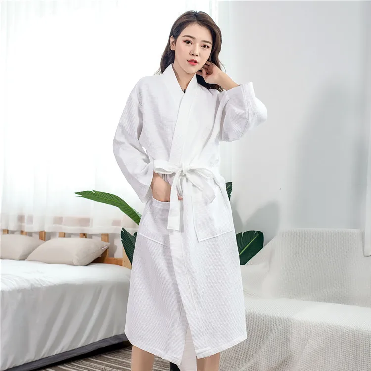Top Quality 100% Cotton White His Her Waffle Bath Robe Kimono Mr Mrs Bathrobe for 5 Star Hotel Spa