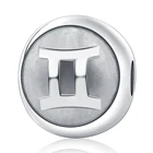 Charm Beads 8mm 316L Stainless Steel Horoscope Charm Embossed Beads Zodiac Sign Jewelry For Bracelet