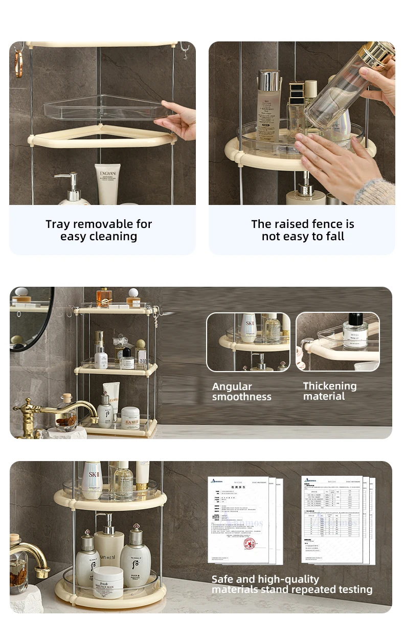 Wannuo Plastic Desktop Organizer Easy Sorting Bathroom Shelves 3-layer Bathroom Desktop Organizer factory