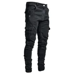 Wholesale New Men Denim Side Pocket Outdoor Jeans Zipper Pencil Long Pants Men's Clothes Casual Trousers Casual Jeans