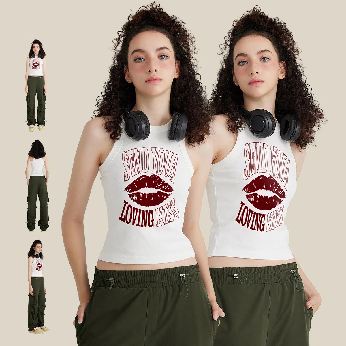 Support Custom Cropped Tank Top Women's High Waist Slim Inside T-shirt Women's Elastic Short Sleeveless Bottom Shirt Girl