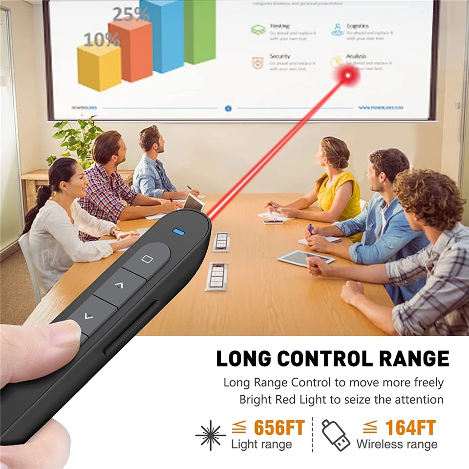 Volume Control PPT Presentation USB 2.4GHz PowerPoint Pointer Wireless Presenter Red Laser Page Turning Pen Remote Control Mouse