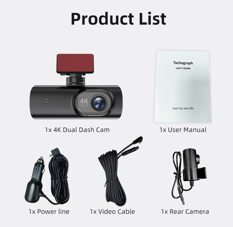 Coview High Quality 4K Car Camera Dashcam DUAL Dash Cam Wifi with GPS Tracking Super Wide Angle Vision for Vehicle and Taxi details