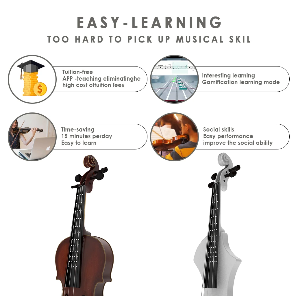 Naomi Original Design Smart Violin Intelligent Fiddle Led Fingerboard