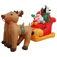 Nicro Xmas Deer Santa Claus Elk Pulling Sleigh Snowman Yard Blow Up Navidad Tree Decoration Outdoor Christmas Inflatable