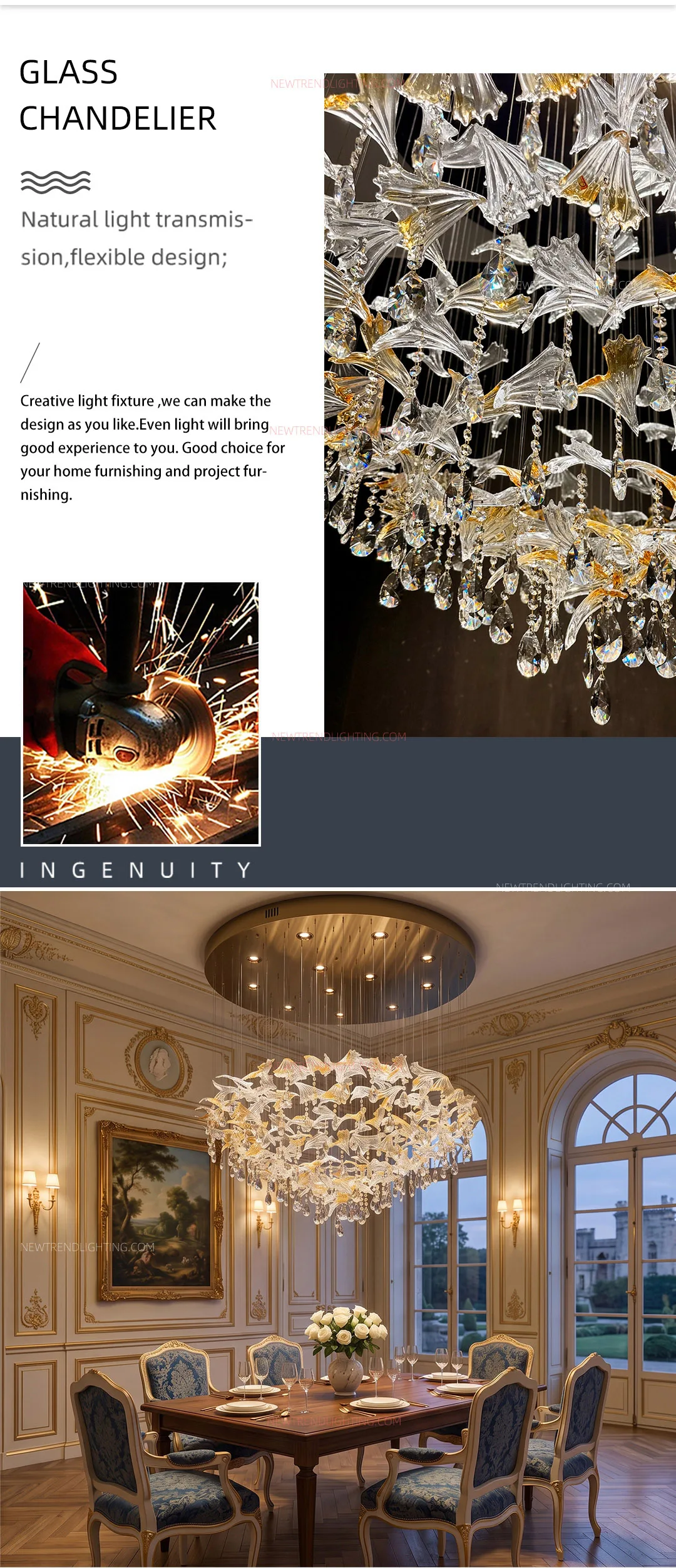 cpl 518 custom luxury architectural ceiling chandelier bespoke flush mount led lighting manufacturer for high end villas-1