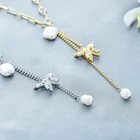 Charm Pearl 2021 Hot Sale Cute Butterfly Choker Charm Pendant Jewelry Set Real Gold Pearl Zircon Necklace