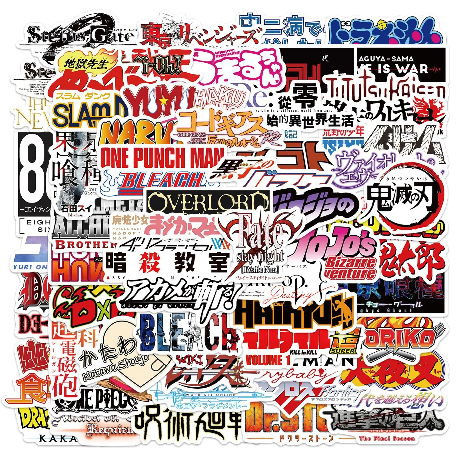 65pcs Japanese Anime Theme Name Logo Cartoon Sticker For Car Laptop Bottle  Book Waterproof Pvc Label Pack - Buy Anime Name Stickers,Anime Sticker,Japanese  Anime Decor Product on 