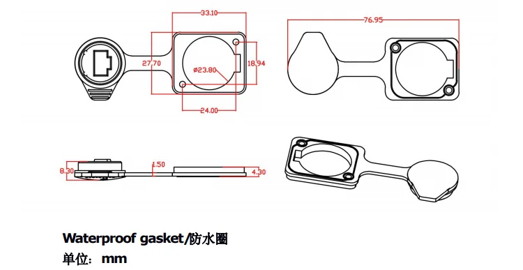 Waterproof Ip65 Angled Top Network Plug Panel Mount Outdoor Audio Industrial Rj45 Female Ethernet Chassis Connector