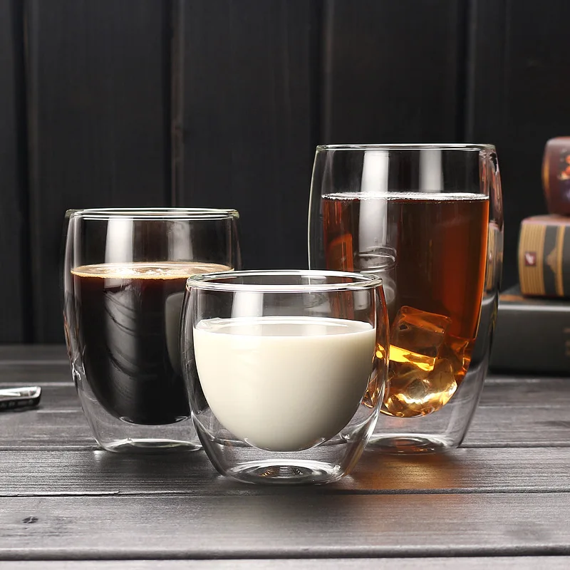 Elegant Double Wall Insulated Glass Coffee Cup 500ml Clear Tea Cup Thermal Performance Outdoor Indoor Use Cute Free Logo