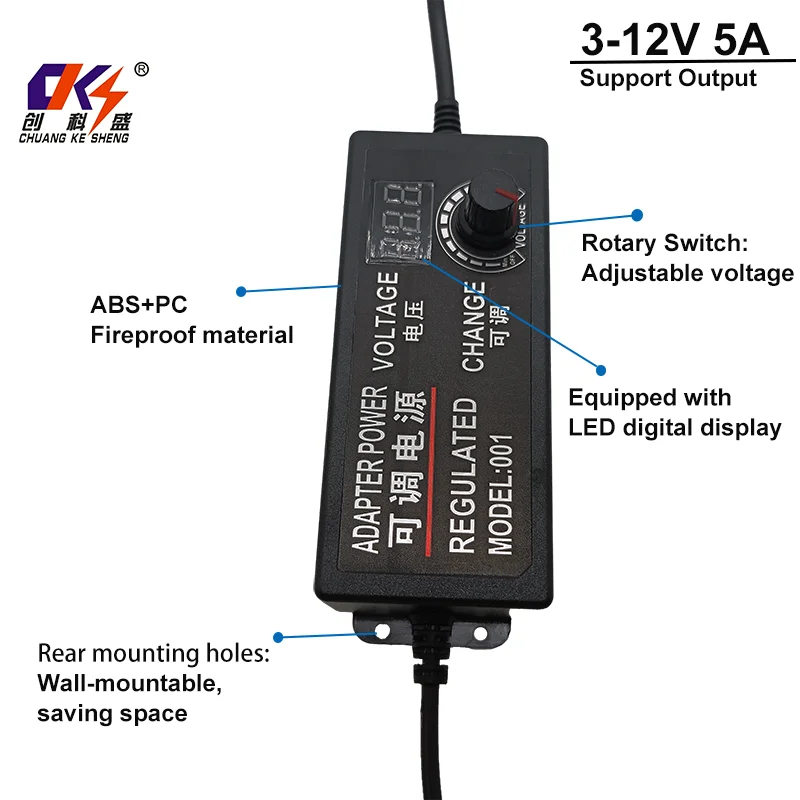 product factory direct sale ac dc adjustable voltage 3v 12v 5a adapter eu us uk au plug adjustable power adapter with digital display-1