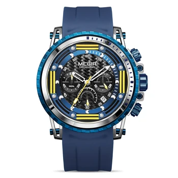 MEGIR 2143G High Quality Japan Quartz Luxury Watches Men Auto Date Men Wristwatches Business Watch
