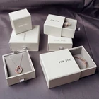 Jewelry Box Hot Sale Modern White Earring Ring Jewelry Necklace Packaging Set Cardboard Box With Ribbon