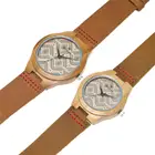 Watch Bamboo Watches Wave Dial Bamboo Watch With Leather Band Japan Quartz Movement