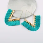 Earrings Women's Bohemian Jewelry Alloy Metal V Shape Fringe Cotton Tassel Earrings