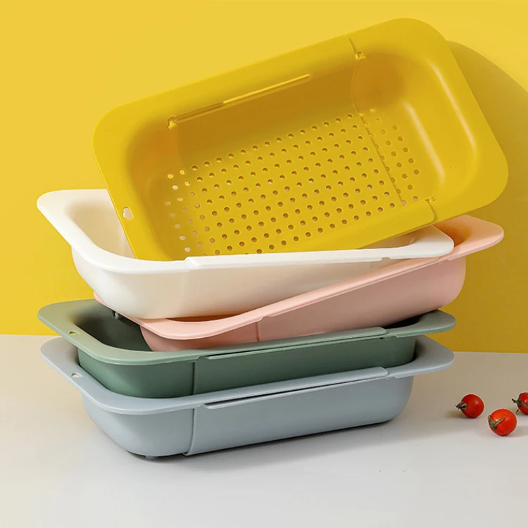 Adjustable Colanders & Strainers Kitchen Fruit Vegetable Bowl Basket Deep Plastic Strainer