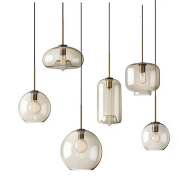 modern minimalist E27 cognac round glass Nordic LED pendant lightings