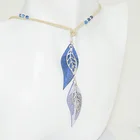 Bead BOHEMIA Charm Necklace Silver Plated Acrylic Bead Leather Handmade 4 Leaf Pendant Necklace Jewelry