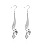 Silver Jewellery Drop Shape Silver Plated Copper Women Jewellery Long Earrings Accept Custom
