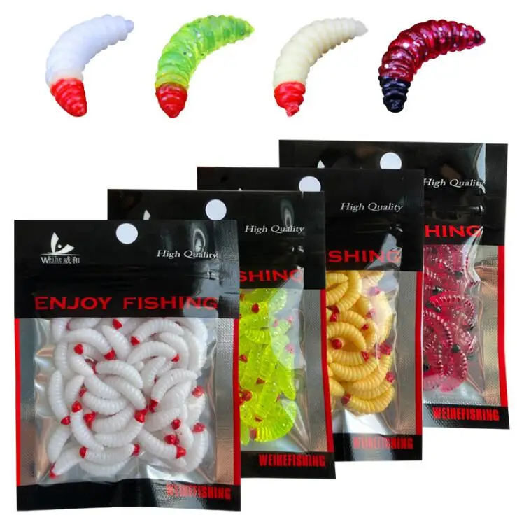 High Protein Fishing Soft Worm Dry Maggots Lures Smell Baits Fishing Tackle 