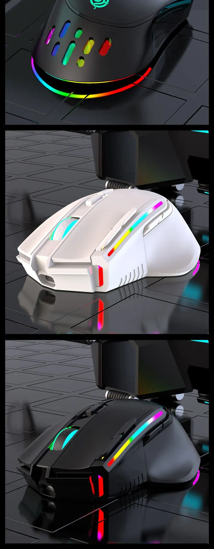 10 Programmable Buttons Optical Dpi 3200 Rechargeable Mice Rgb Backlit