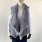 Women's Vest Wholesale Women's Double-Side Hand-Woven Rabbit Faux Fur Vest Fashion Knitted Fake Fur Waistcoat