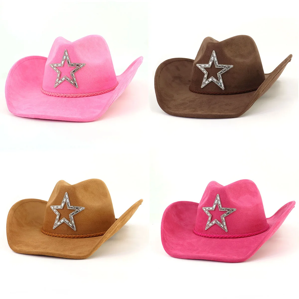 e Stars Hats Wide Brim Felt Cowgirl for Party Classic Women Western Cowboy Hat In Bulk 4