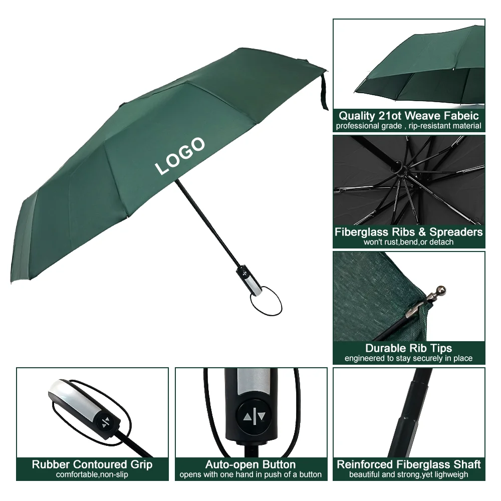 Waterproof Foldable 23 Inch Luxury Cheap Automic Wholesale Promotion Folding Customized Umbrella With Logo