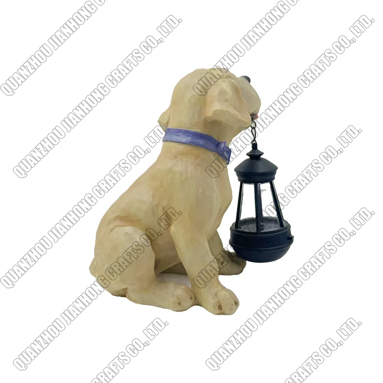 Resin Solar Lights Figurine Statue Home Animal Cute Dog Lawn Decoration Garden Ornament Decor Crafts