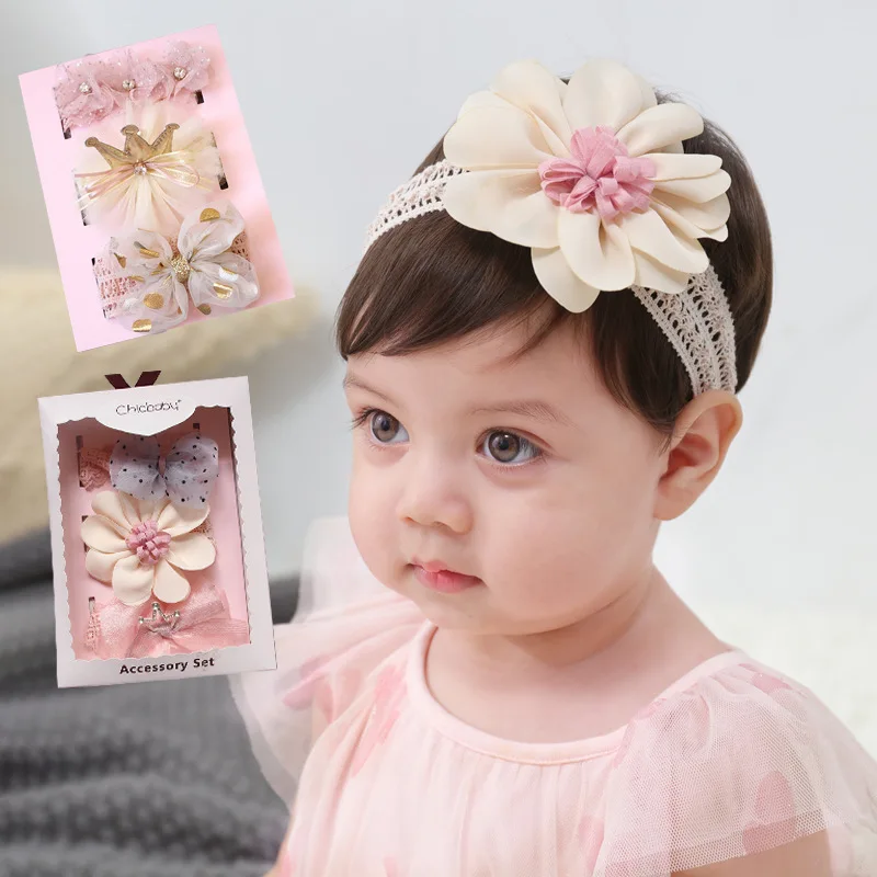 Cute Kids Baby Girl Toddler Lace Three Flower Head Band Headwear Accessories New 