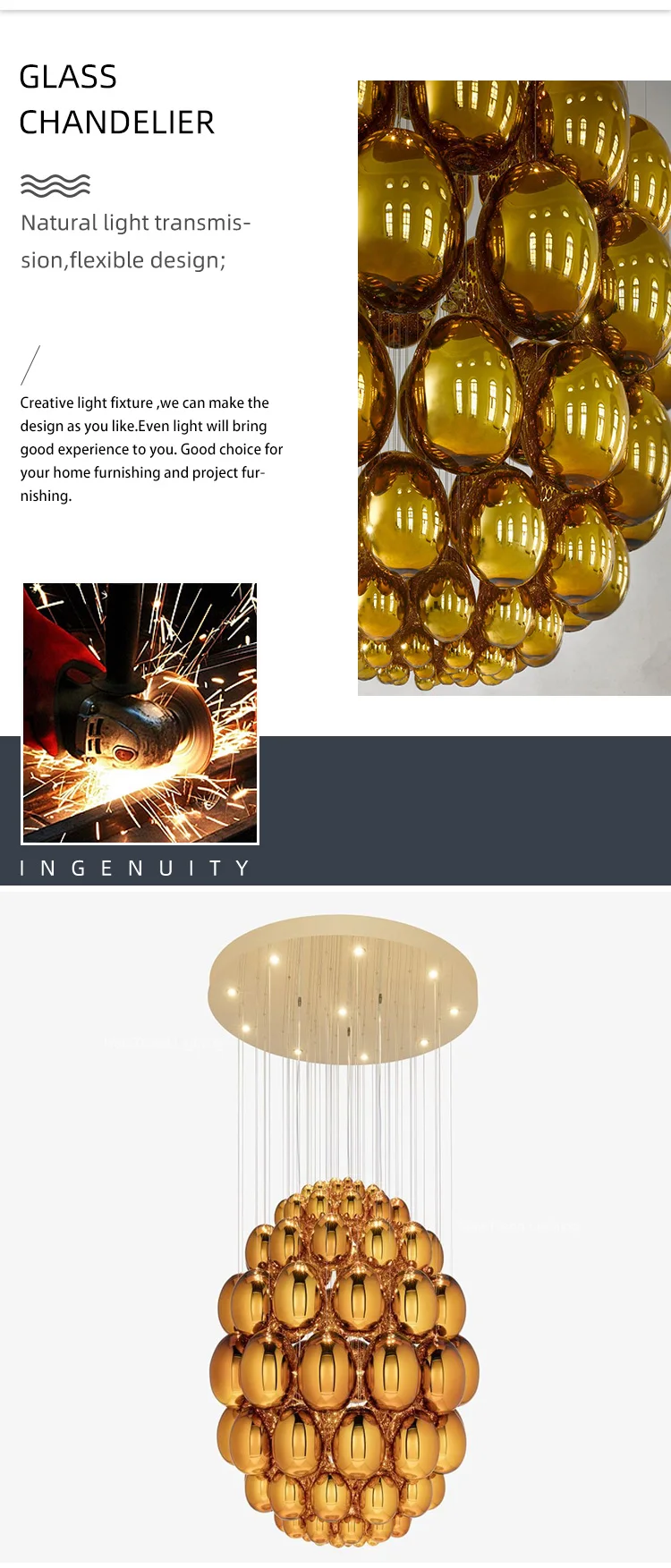 CPL-320 Bespoke Lighting Indoor Decoration Villa Hall Hotel Lobby Glass LED Chandelier Lamp supplier