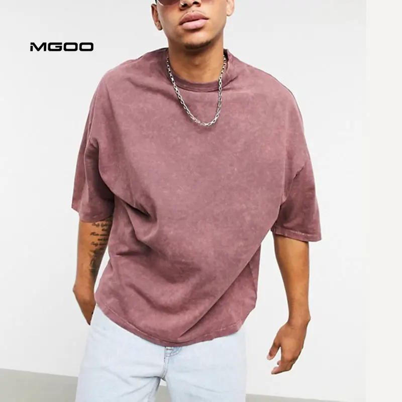 Mgoo Thick Acid Washed Cotton T-shirt 