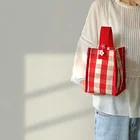 Handbag Custom Small Fashion Handbag Yarn-dyed Fabric Wrist Bag Wholesale Reusable Tote Yarn-dyed Carry Bag