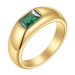 Latest High Quality 18K Gold Plated Stainless Steel Jewelry Square Zircon Fashion Accessories Rings R214129