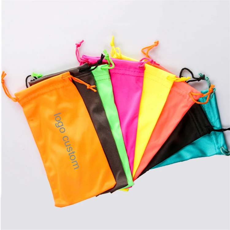 High Quality Logo Printed Orange Green Yellow Soft Eyeglasses Bag