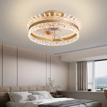 Modern Energy Saving Luxury Gold Black White Chandelier Shaking Head Ceiling Fan with Led Light