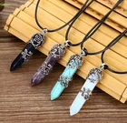 Natural Pendant Sell Natural Crystal Single Point Hexagonal Column Energy Stone Pendant Rose Necklace Crafts