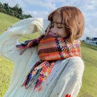 Design For Scarves Scarf For Women Fashion Design Warmth Acrylic Multicolour Tessel Plaid Blanket Scarf For Women